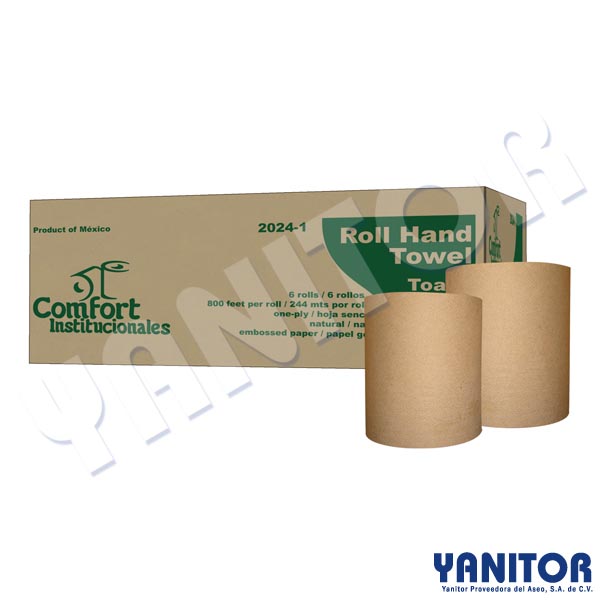 ROLL HAND TOWEL NATURAL 6 ROLLS/800"