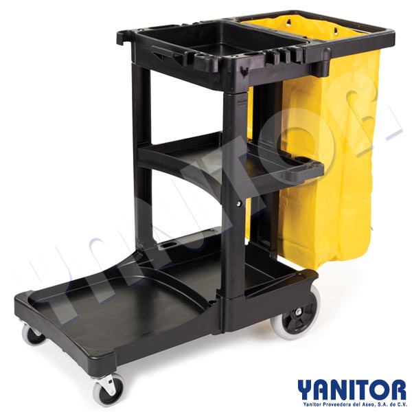 CLEANING CART W/ ZIPPERED YELLOW BAG